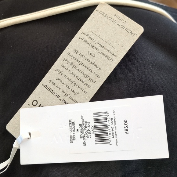 The White Company Double Side Stripe Jersey Trouser In Black Size 16 - Picture 10 of 11